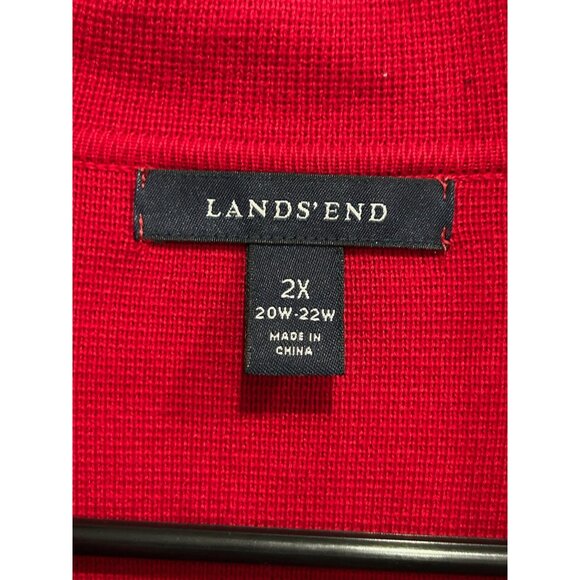 Lands End Womens Red Supima Cotton Button-Front Cardigan Sweater Sz 2X - Picture 5 of 9